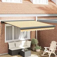 Prolenta Maison Exclusive - Uitschuifbaar zonnescherm, geel en wit met een antracietkleurige frame