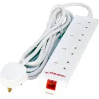 Microconnect 4-weg stekkerdoos met overspanningsbeveiliging (VK-nummer) 5 meter, wit