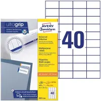 Avery ultragrip Universele etiketten 3651-200 Permanent klevend A4 Wit 52,5 x 29,7 mm 220 Vellen à 40 Etiketten