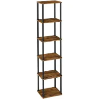 Vasagle Boekenkast met planken voor veelzijdige opbergruimte, Vintage Bruin-Inkzwart / 6 Ebenen (38B cm)