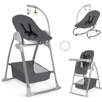 Hauck Sit N Relax 3-in-1, Multifunctionele kinderstoel, Beklede zitting, Grijs, Effen, 5-punts veiligheidsharnas, 15 kg