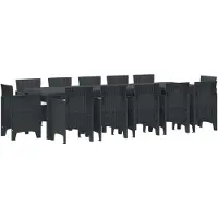 vidaXL Tuin Eettafel Set 13 st Antraciet Polyrattan