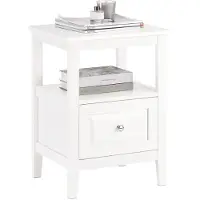 SoBuy Bijzettafel – Met Deur & Lade – max. 50 kg – 45 x 35 x 60 cm – Wit
