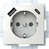 Busch-Jaeger Balance Wandcontactdoos USB-A en USB-C 1V + Randaarde KV Alpine Wit