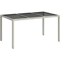 vidaXL Tuintafel, wit, 150 x 90 x 75 cm, polyrotan