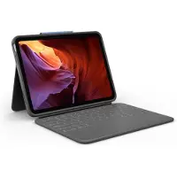 Logitech Robuuste Folio Voor Ipad-10e Generatie (GEEN, iPad 2022 (10e generatie)), Tablet toetsenbord, Grijs
