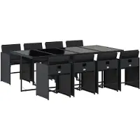 vidaXL 9-delige Tuinset poly rattan zwart