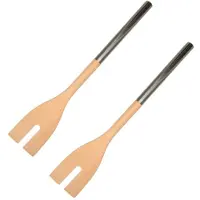 Fackelmann Set van 2 houten groene saladevorken 34 cm Boissellerie