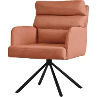 ML-Design eetkamerstoel draaibaar, oranje, woonkamerstoel met armleuning & rugleuning, draaistoel gestoffeerde stoel met polyester bekleding en afneembaar rugkussen, keukenstoel met metalen poten