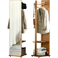 HOMCOM - Spiegel op ware grootte - MDF - 40x44,5x170cm - Walnoot