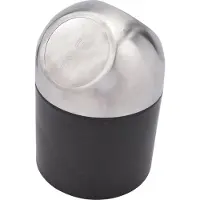 Excellent houseware Mini prullenbakje - zwart/zilver - rvs - met klepdeksel - keuken aanrecht/tafel model - 1.3 Liter - 12 x 17 cm