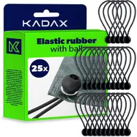 Kadax Dekzeilhouder, weerbestendige zeilspanner, zeilrubber, expanderlussen, spanrubbers voor tenten, zeilen, trampolines, caravans (zwart/ballen/25 stuks)