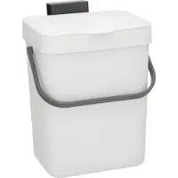 Gerimport GFT Prullenbakje - 23 cm - met klepdeksel - wit - 3 ltr - voor keukendeurtje