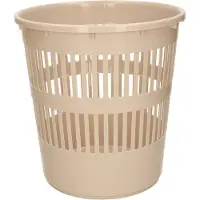 PlasticForte Afvalbak/vuilnisbak/kantoor prullenbak - plastic - beige - 28 cm - Prullenmanden