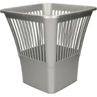 PlasticForte Afvalbak/vuilnisbak/kantoor prullenbak - plastic - zilvergrijs - 30 cm - Prullenmanden