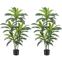 OEM Dracaena kunstplant, 120 cm hoog, met zwarte plantenpot, geschikt voor binnen, huis, woonkamer, decoratie