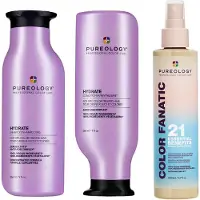 Pureology Hydrate Shampoo, Conditioner and Color Fanatic Multi-Benefit Leave-in, Moisturising Bundle for Dry Hair