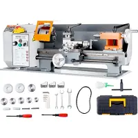 Vevor Metaaldraaibank 500W Metaaldraaibank 18x36cm Tafeldraaibank Gemaakt van HT200 gietijzer 0-2200 tpm Poly-V-riemaandrijving 20 mm boring door spindel Geschikt voor 0,5-2,5 mm draad