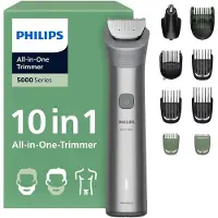 Philips Series 5000 Multigroom - Baardtrimmer - 10 in 1 - Neushaartrimmer - Intimate trimmer - Face&Hair&Body - Scheersensor - Opbergzakje - Staal - MG5931/15