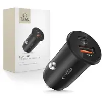 Tech-Protect CC02 autolader met 2 aansluitingen, PD 35W/QC 3.0, zwart
