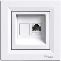 Schneider RJ45 computerconnector, Cat. 6 UTP, met frame, wit, ASFORA