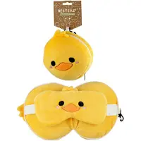 Relaxeazzz Pluche Eend Rond Reiskussen & Slaapmasker