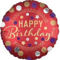 Anagram - Satijnrode aluminium happy birthday ballon