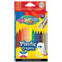 COLORINO Uitwisbare Plastic Kleurpotloden 12 Kleuren + Gom