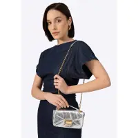 WITTCHEN dames mini crossbody tas in glanzend zilver eco-leer