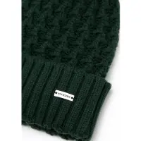WITTCHEN Vrouwen Hoed - Fijn Weefpatroon - Donkergroene Viscose - Glanzende Pompom
