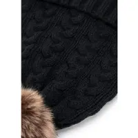 WITTCHEN - Dames Beanie - Gevlochten - Zwart - Pompom