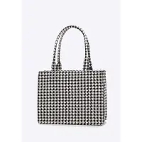 WITTCHEN Dames Jacquard Tassel Shopper Bag Zwart en Wit Katoen