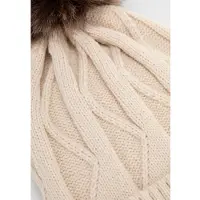 WITTCHEN - Dameshoed - Contrasterende Pompom - Crème Acryl - Fluffy Textuur