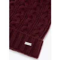 WITTCHEN - Dames Beanie - Vlecht en Pompom - Burgundy - Acrylic