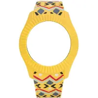 Watx & Colors COWA3027 - Horlogeband / Behuizing - Ø 43 mm compatibel - Geel (Etnisch Patroon) - Siliconen