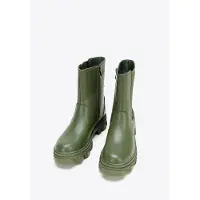 WITTCHEN Dames Leren Plateau Laarzen Groen Natuurlijk Leer