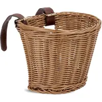 INNE Fietsmand kinderfiets, rieten mand voor step, leren riemen, universeel (12, 14, 16 inch), verschillende kleuren beschikbaar - Bruin