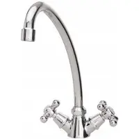 Diamond Retro Keukenkraan Diamant Zilver - Standaard M/Draaibare Uitloop
