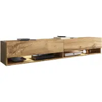Bratex A180 - TV-meubel - 180 cm breed - Mat Wotan Eiken - Gefreesd Golfpatroon - Hangend of Staand