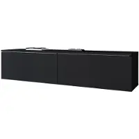 Bratex Modern TV-Meubel 140 cm – RTV Meubel Hangend of Staand – 2 Deuren – Volledig Mat Zwart – Greeploos Design – 140x30x33 cm
