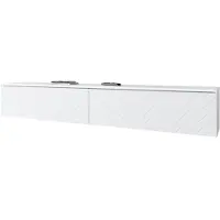 Bratex Design TV-Meubel 180 cm – RTV Meubel met Visgraatmotief – Hangend of Staand – 2 Deuren – Wit Mat – Voor TV's tot 77 inch