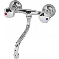 Diamond Wandkraan Keuken Chroom EKO Dubbelgreeps Messing