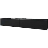 Bratex Design TV-Meubel 180 cm – RTV Meubel met Visgraatmotief – Hangend of Staand – 2 Deuren – Zwart Mat – Voor TV's tot 77 inch