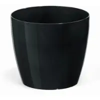 Lamela Zwarte plastic pot met deksel, 12 cm, Magnolia