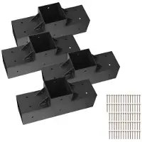 DUOKU Pergola Steunen - - Set van 4 - Koolstofstaal - 89x89 cm - Zwart