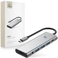 Tech-Protect Hb04 Hub-Adapter 9In1 Type-C + Usb2.0 + Usb3.0 + Hdmi 4K 60Hz + Sd/Tf + Pd100W + Av3.5 Space Grijs