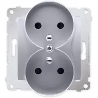 Kontakt-Simon Contactdoos - Simon DGZ2MZ.01/43, zilverkleurig, kunststof, IP20, 250 V, 75 mm, 46 mm