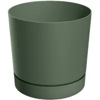 Prosperplast Tubo Serie - Bloempot met Onderzetter - 11 cm - Groen Pinie