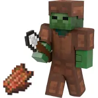 Mattel Minecraft Diamond Level Zombie Actiefiguur met 4 Accessoires, 5.5-in Verzamelschaal