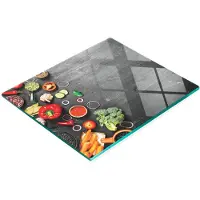 Tulup Gehard multifunctioneel decoratief bord van glas met groentenmotief, zwart, 60x52 cm
